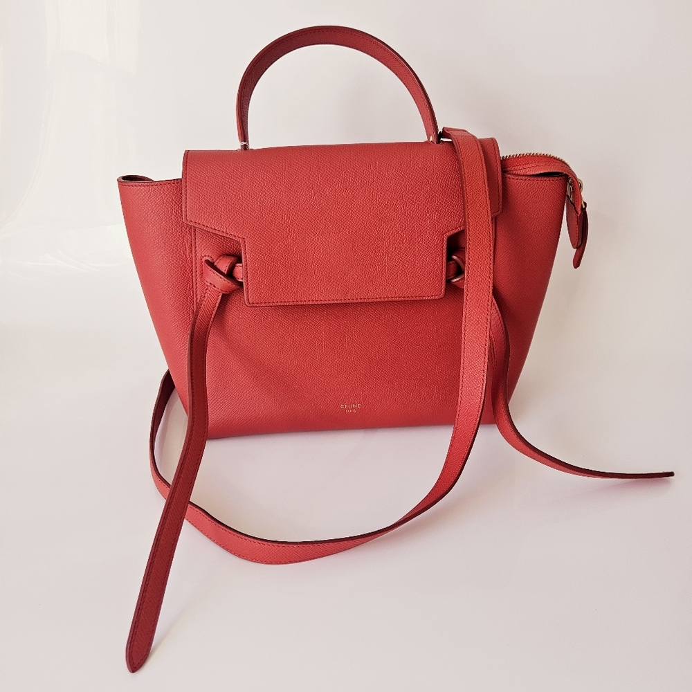 CELINE MICRO  Baby Grained Calfskin  Belt Bag Bright Red